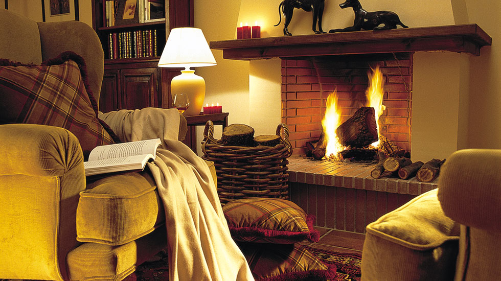 Lounges at Egnatia with atmospheric fireplace during the winter season